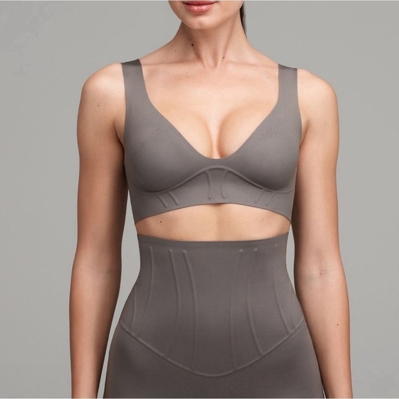 SKIMS Bonded Corset Plunge Bralette Steel XXS